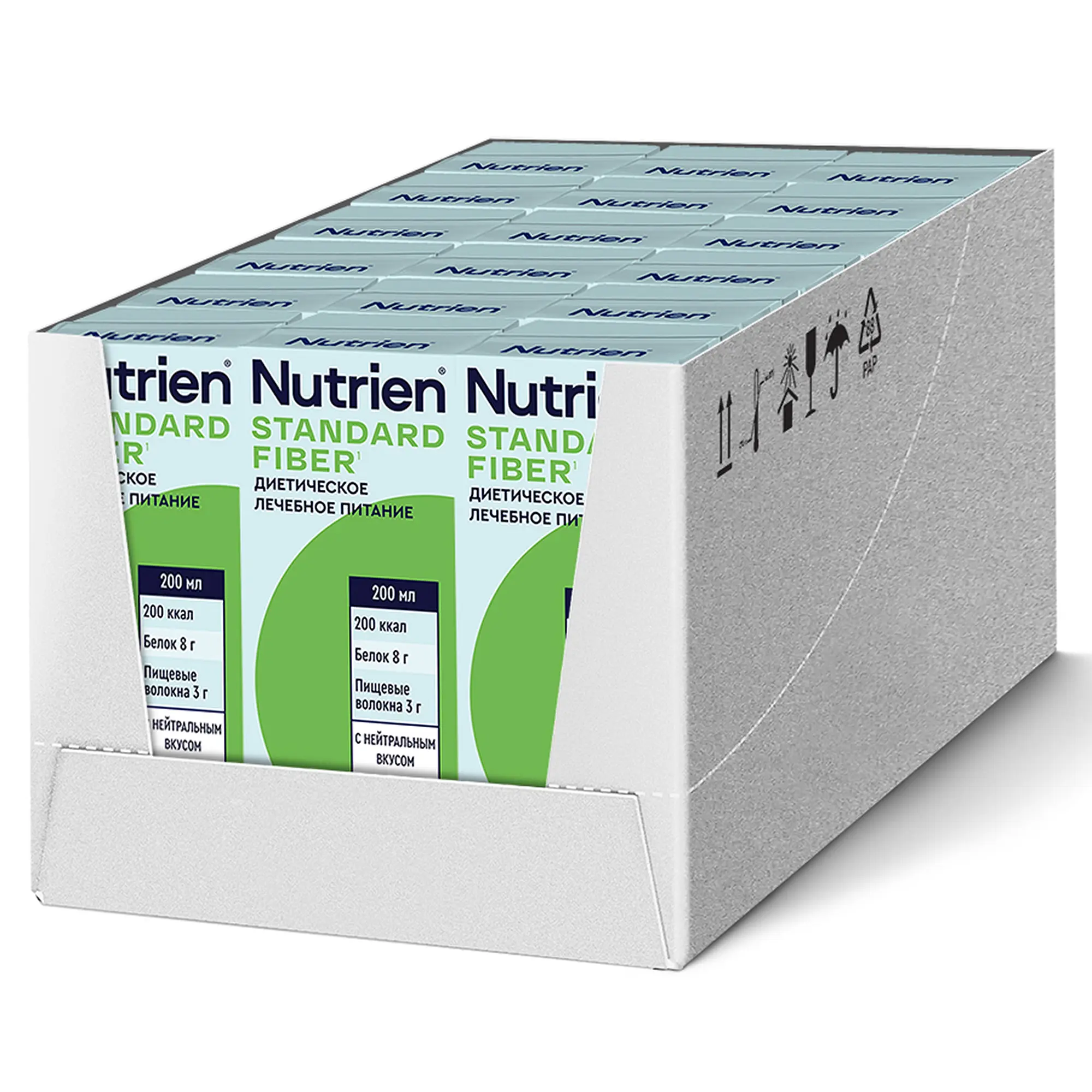Nutrien Standard Fiber (Нутриэн Стандарт c пищевыми волокнами) с нейтральным вкусом, лечебное энтеральное питание, 18 шт, 200 мл