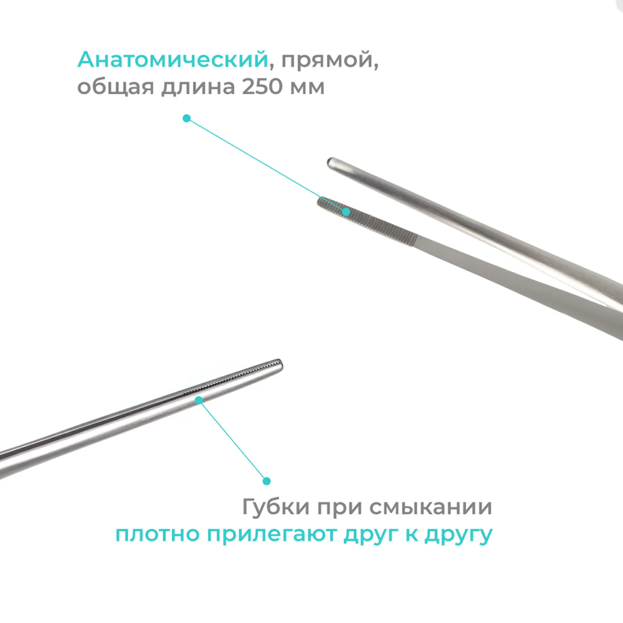 Пинцет хирургический анатомический Standard (Стандарт), прямой, 250 мм, Apexmed