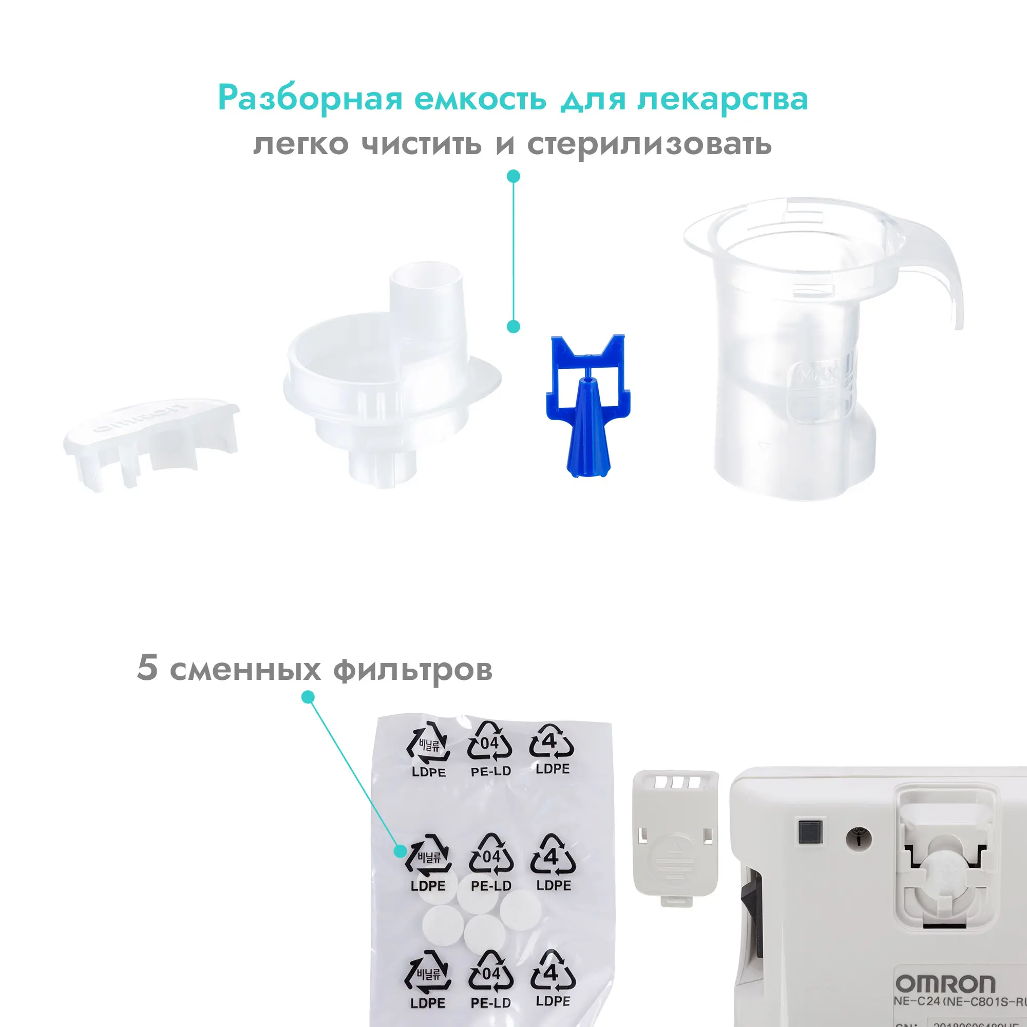 Ингалятор компрессорный (небулайзер) Omron NE-C24-RU