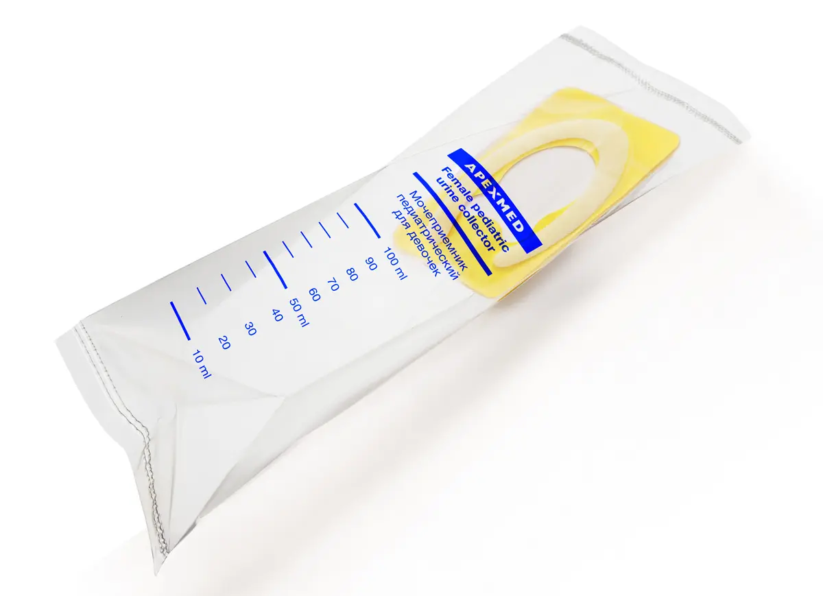 Мочеприемник для новорожденных Apexmed для мальчиков, мочесборник детский 10 шт, с контейнером для анализов 5 шт