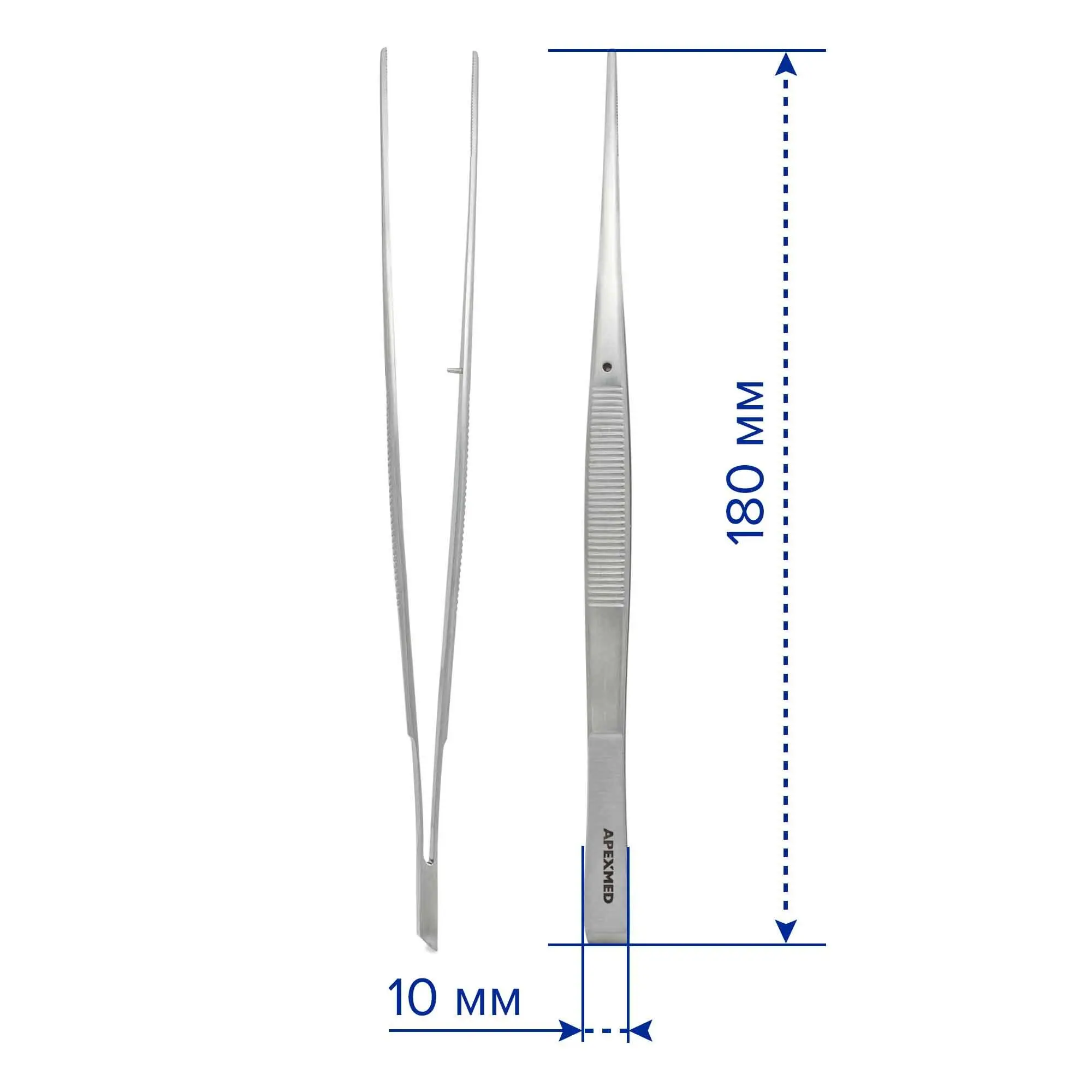Пинцет анатомический Taylor изогнутый, с фиксатором, 175 мм, Apexmed