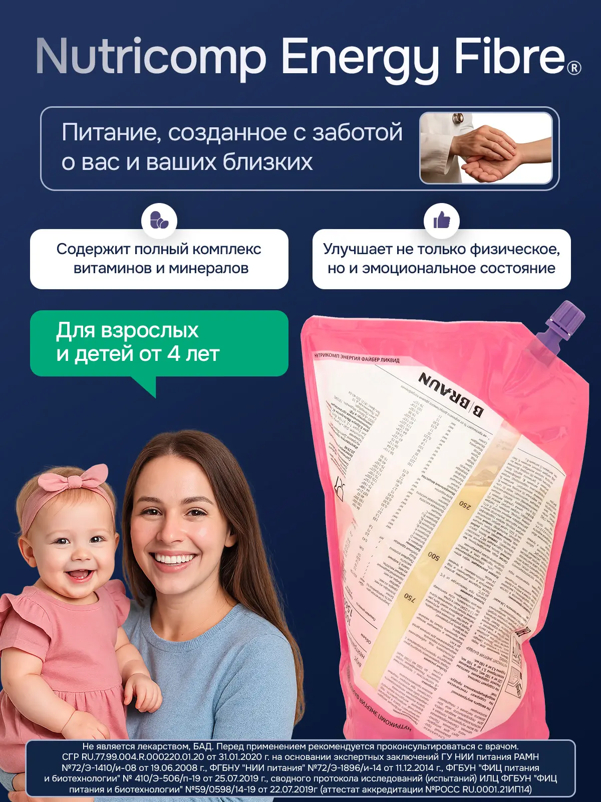 Энтеральное питание Bbraun Нутрикомп Энергия Файбер ликвид 1000 мл