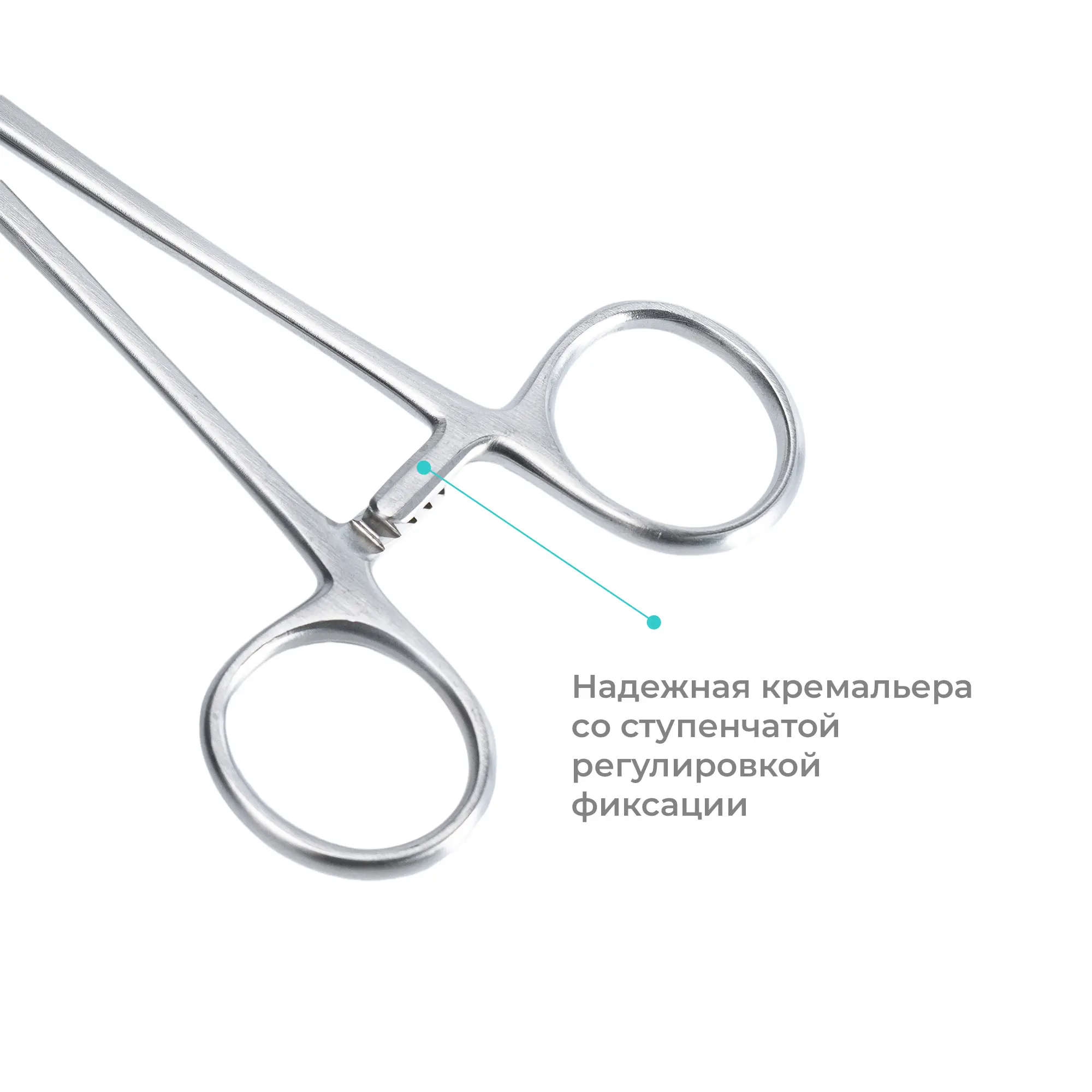 Зажим хирургический кровоостанавливающий Ochsner-Kocher (Кохера-Ошнера), изогнутый, 220 мм, Apexmed