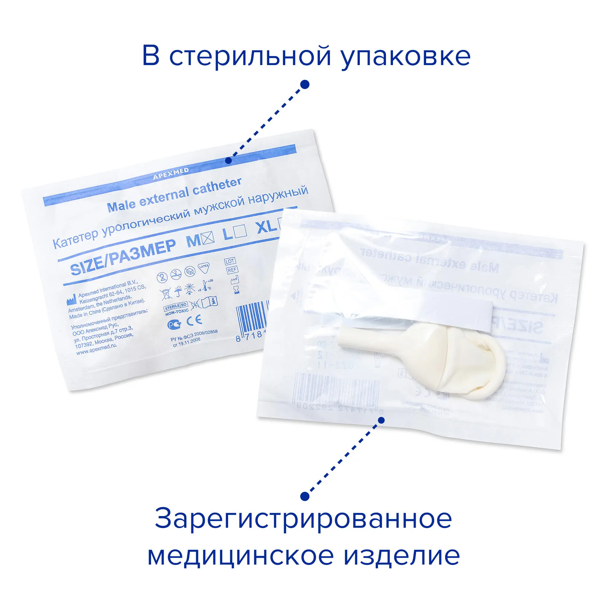 Уропрезерватив 25 мм, катетер наружный, урологический, 10 шт