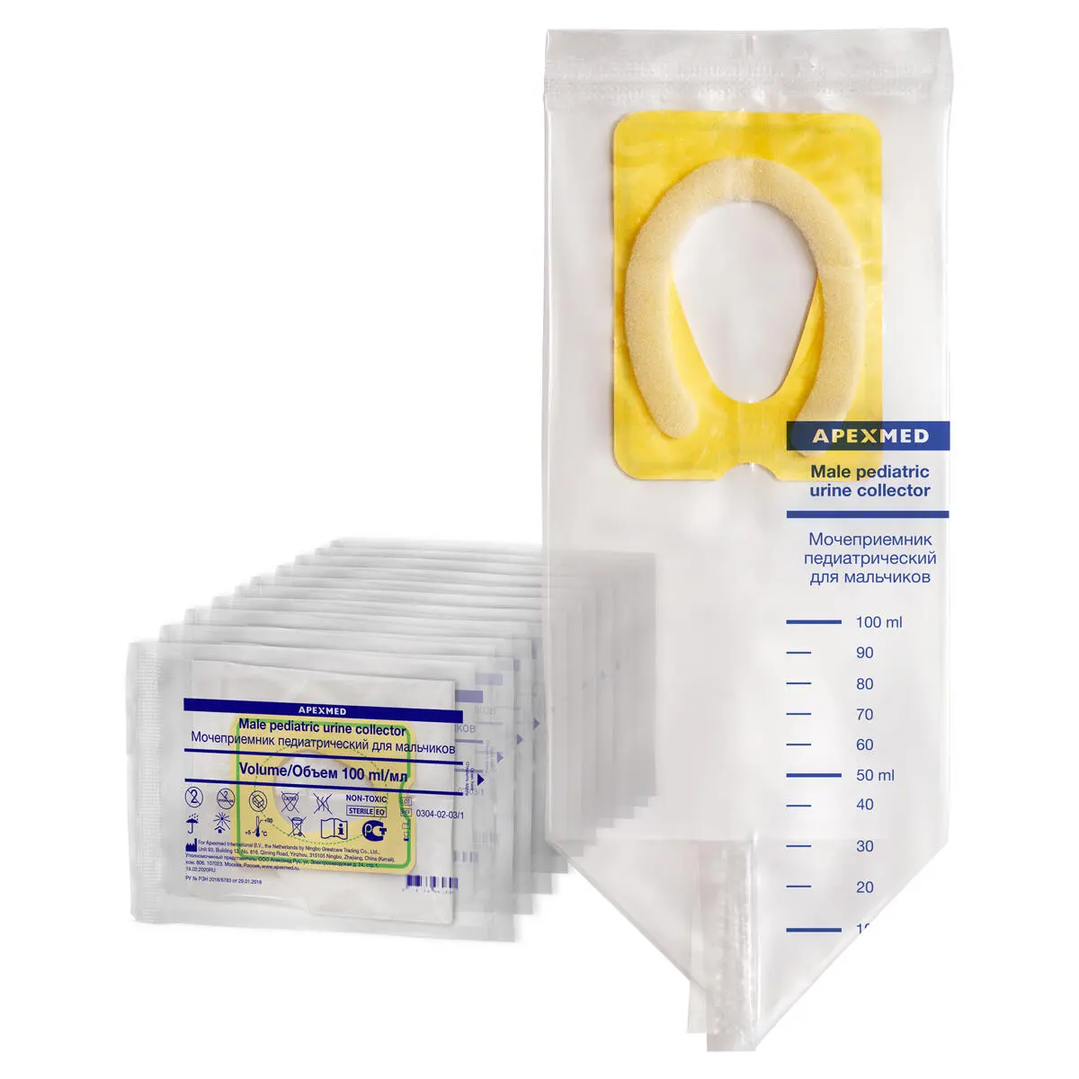 Мочеприемник для новорожденных Apexmed для мальчиков, мочесборник детский для анализов, 10 шт