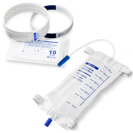 Мочеприемник ножной 750 мл, 28 см, с комплектом ремней для крепления, 10 шт