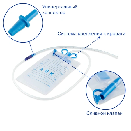 Мешок дренажный абдоминальный с катетером, Ch/Fr 36, 2000 мл, Apexmed