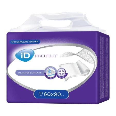 Пеленки одноразовые впитывающие для детей и взрослых iD Protect 60x90, 30 шт