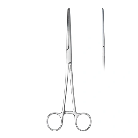 Зажим хирургический кровоостанавливающий Ochsner-Kocher (Кохера-Ошнера), прямой, 220 мм, Apexmed