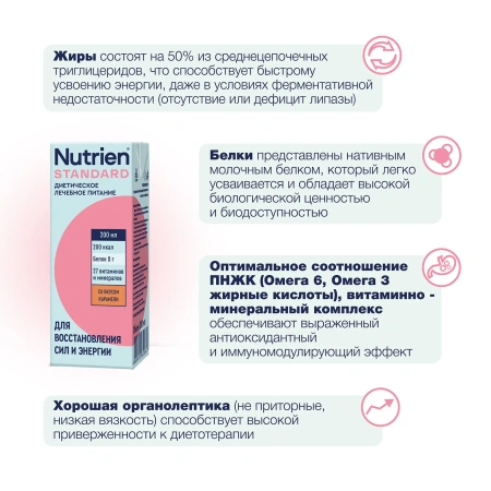 Nutrien Standard (Нутриэн Стандарт) со вкусом карамели, лечебное энтеральное питание, 200 мл
