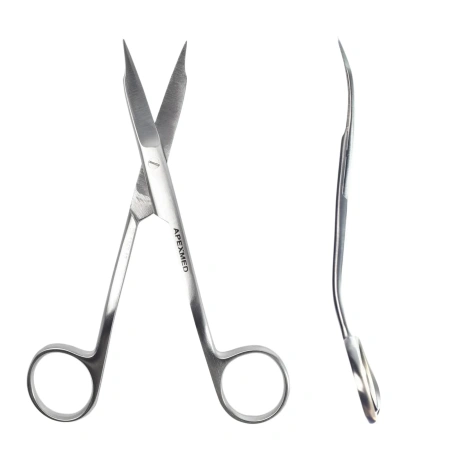 Ножницы хирургические Goldmann-Fox Special (Голдмана-Фокса) с пилообразным лезвием, остроконечные, S-образные, 130 мм, Apexmed