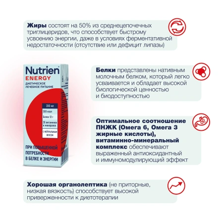 Nutrien Energy (Нутриэн Энергия) с нейтральным вкусом, лечебное энтеральное питание, 200 мл