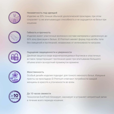 Урологические ультратонкие прокладки iD Premium Extra, 10 шт