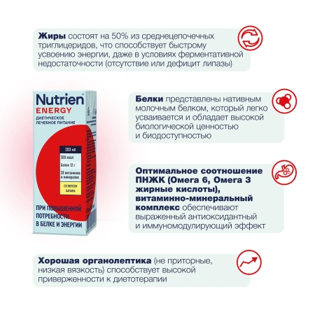 Nutrien Energy (Нутриэн Энергия) со вкусом банана, лечебное энтеральное питание, 200 мл