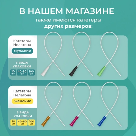 Катетер Нелатона женский, 14 Сh/Fr урологический 10 шт