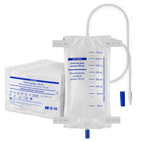Мочеприемник ножной 750 мл, 50 см, носимый, 10 шт
