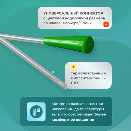 Катетер Нелатона мужской 14 Сh/Fr, урологический, 10 шт