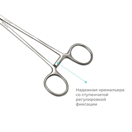 Зажим хирургический диссекционный Billroth (Бильрота), изогнутый, 260 мм, Apexmed